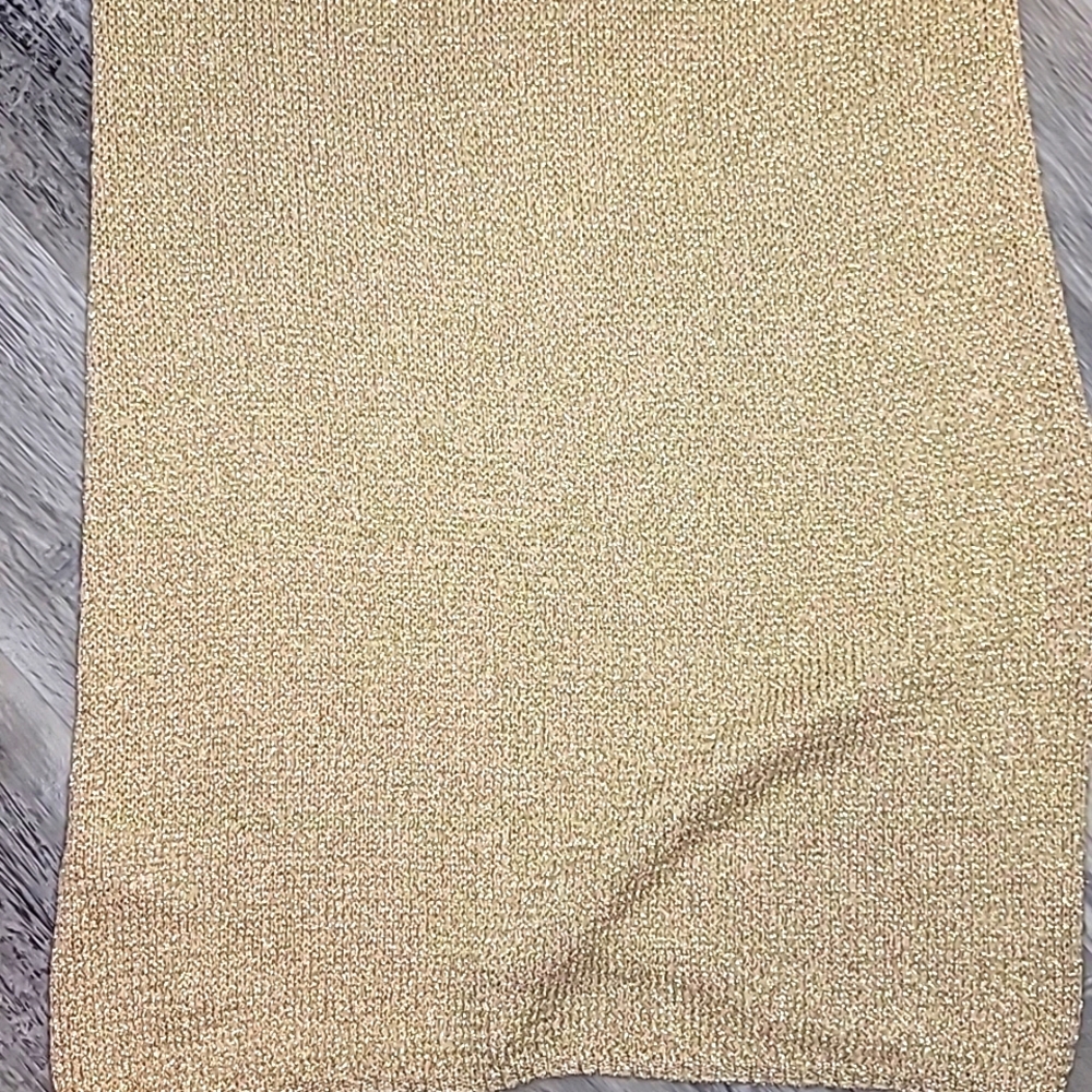 Yunika Gold Loose Knit Stretchy Dress Sleeveless - Picture 4 of 5